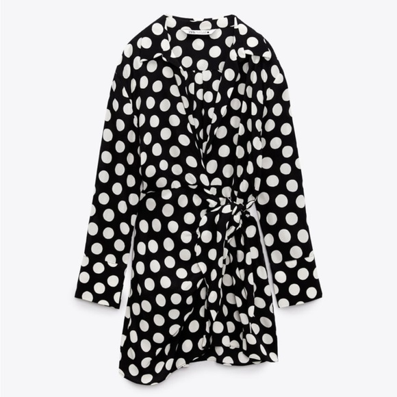 NWT Zara Asymmetrical Polka Dot Shirt Dress - Picture 8 of 12